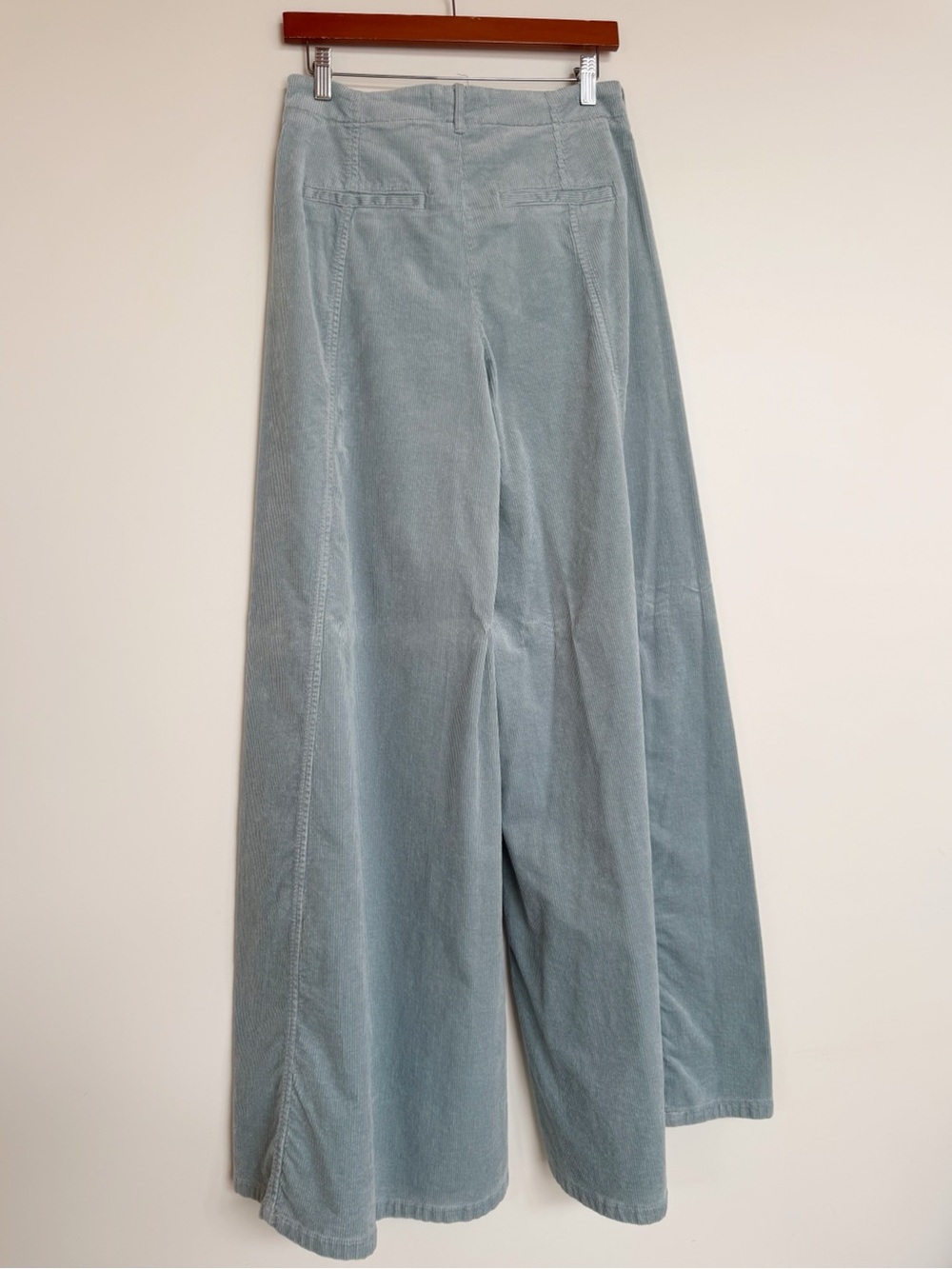 Anthropologie Ultra Wide Leg Corduroy Palazzo Trousers Pants Light Blue Size 8T - Picture 2 of 14